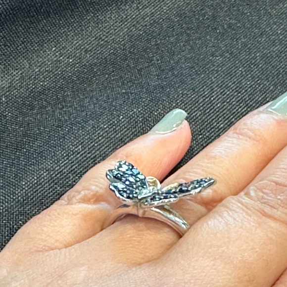 Unique Synthetic Sapphire Butterfly Ring - Picture 6 of 10